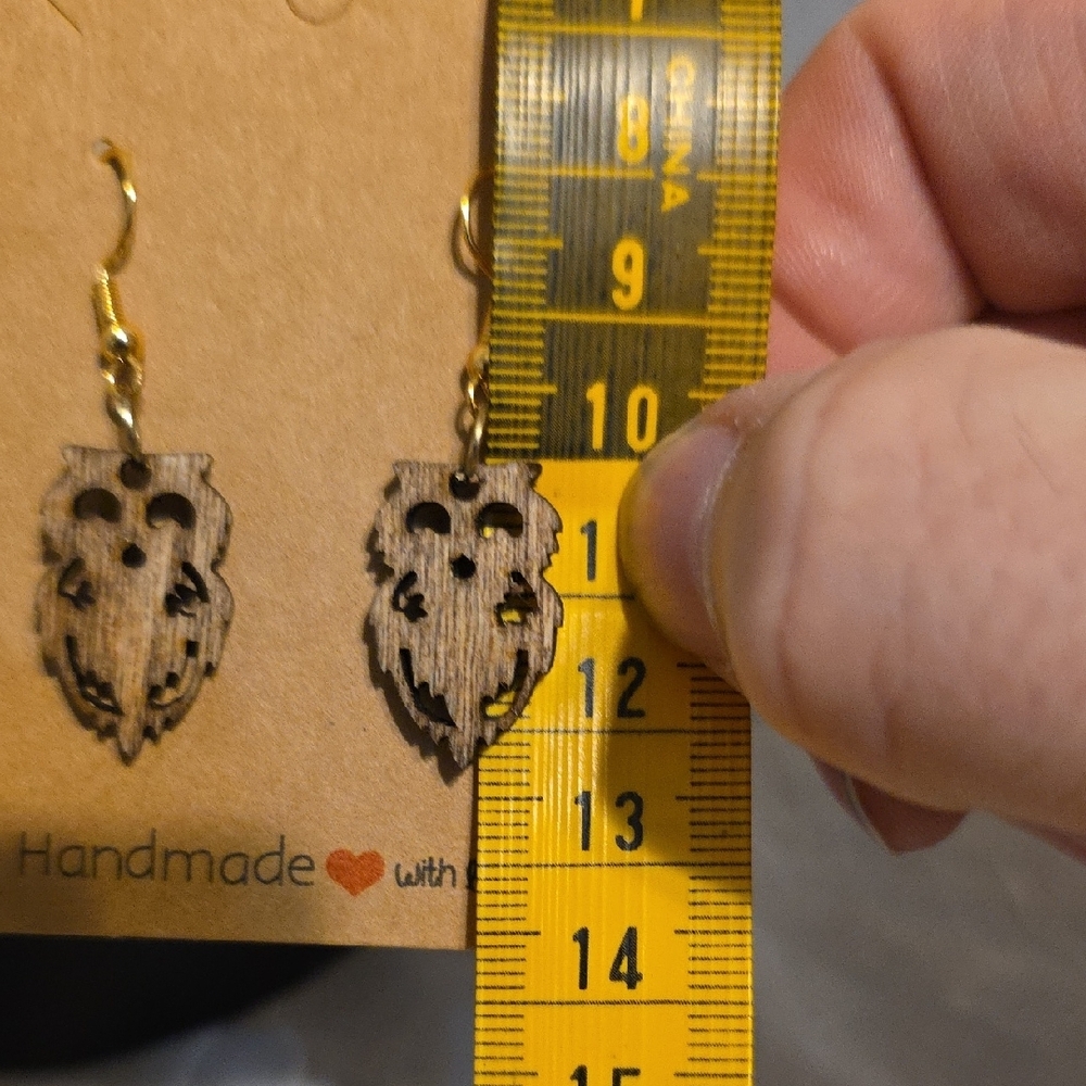 Handmade Owl Earrings - Brown and Gold - Picture 5 of 5